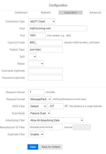 configuration page